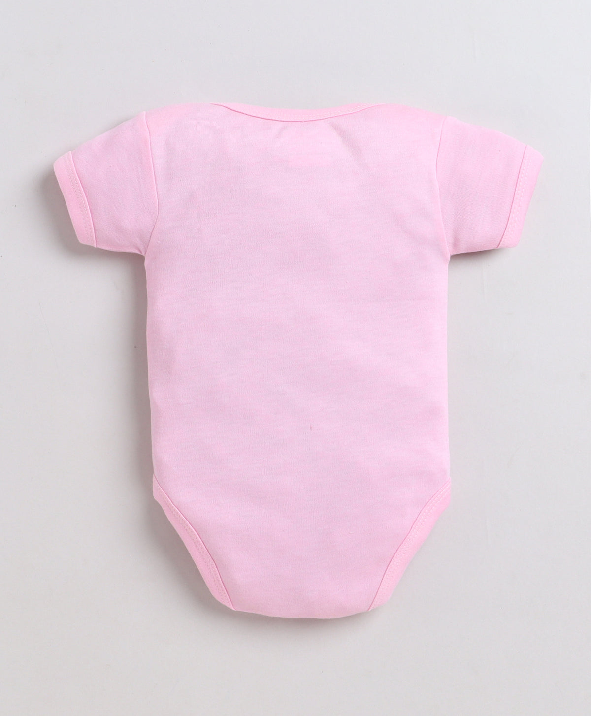 Bumzee Pink Animal Print Bodysuit, Half Sleeves, 100% Cotton, Onesie (Style Peb11652)