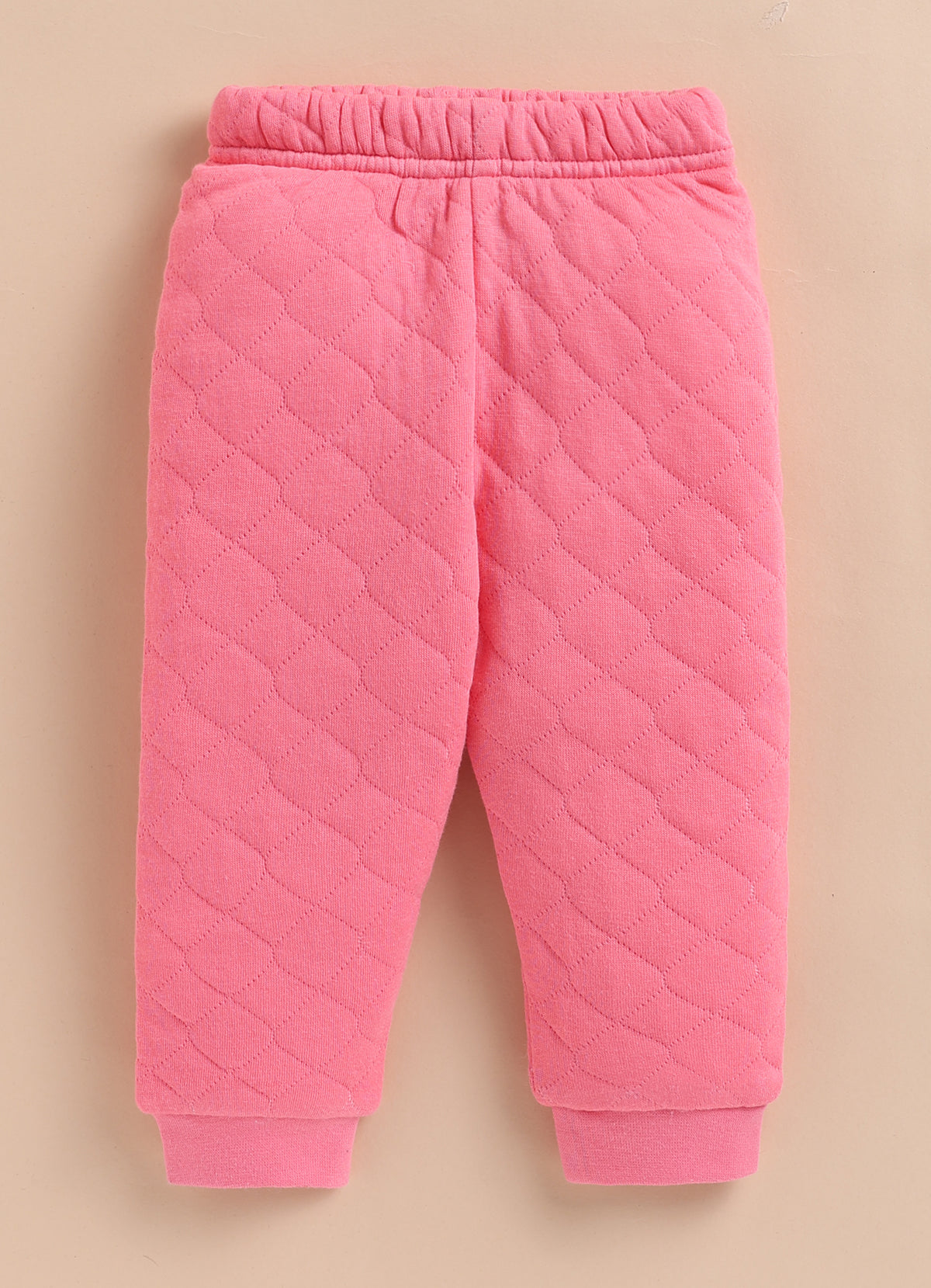 Bumzee Off White & Coral Pink Embroidered Winter Set, Full Sleeves, Padded