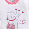 Bumzee Off White & Coral Pink Embroidered Winter Set, Full Sleeves, Padded