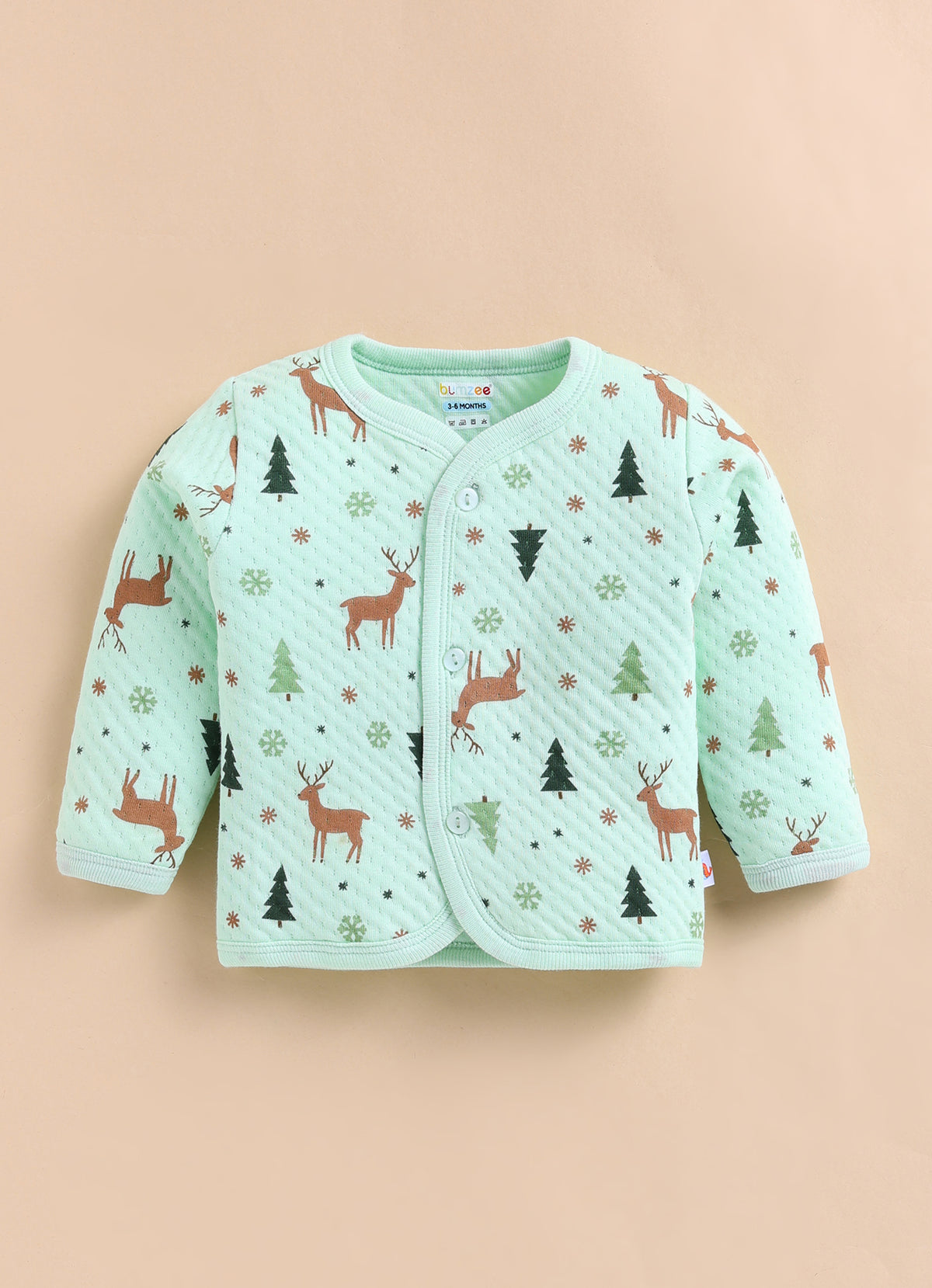 Bumzee Green Animal Print Winter Set, Full Sleeves, Padded (Style Peb11655)
