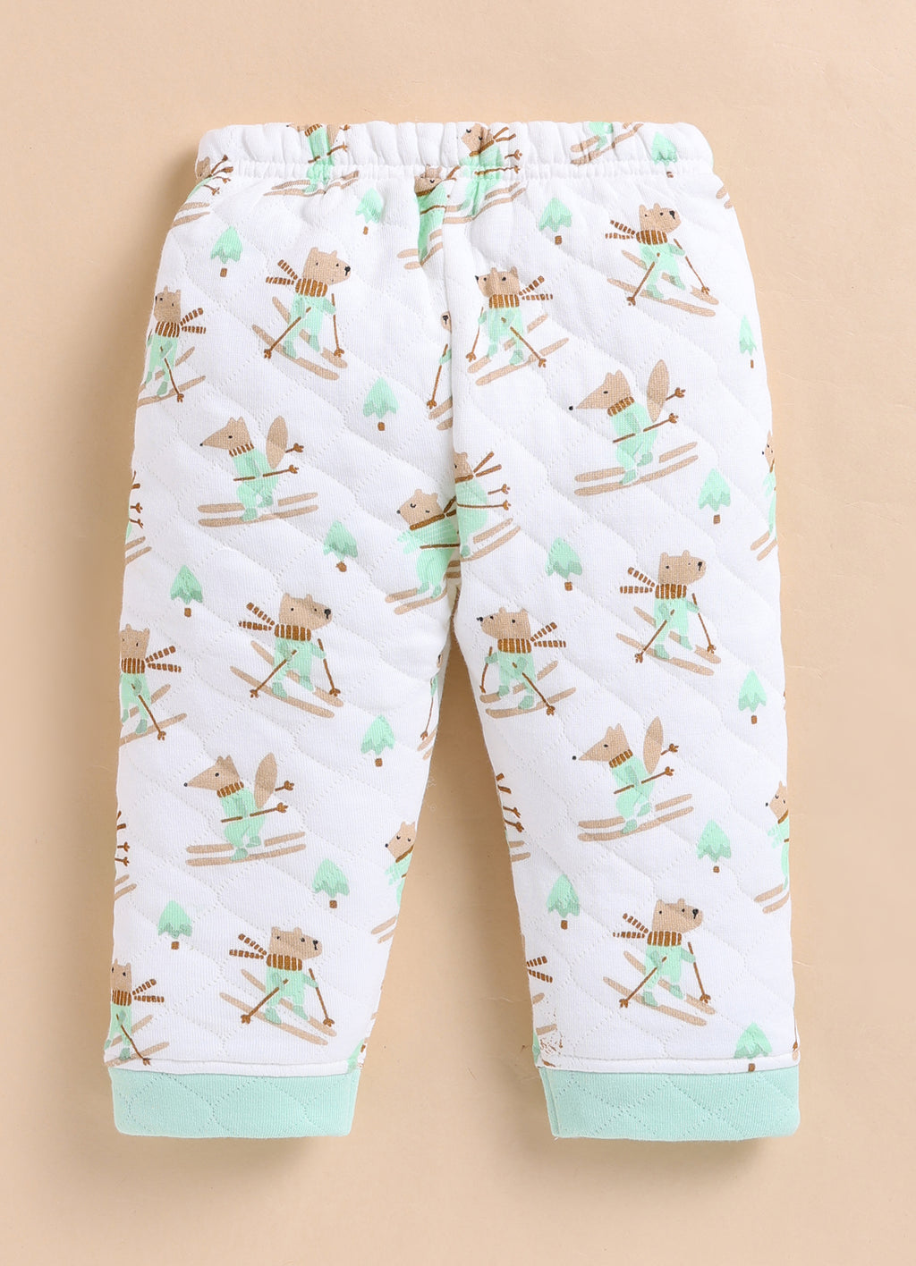 Bumzee Green & White Animal Print Winter Set, Full Sleeves, Padded