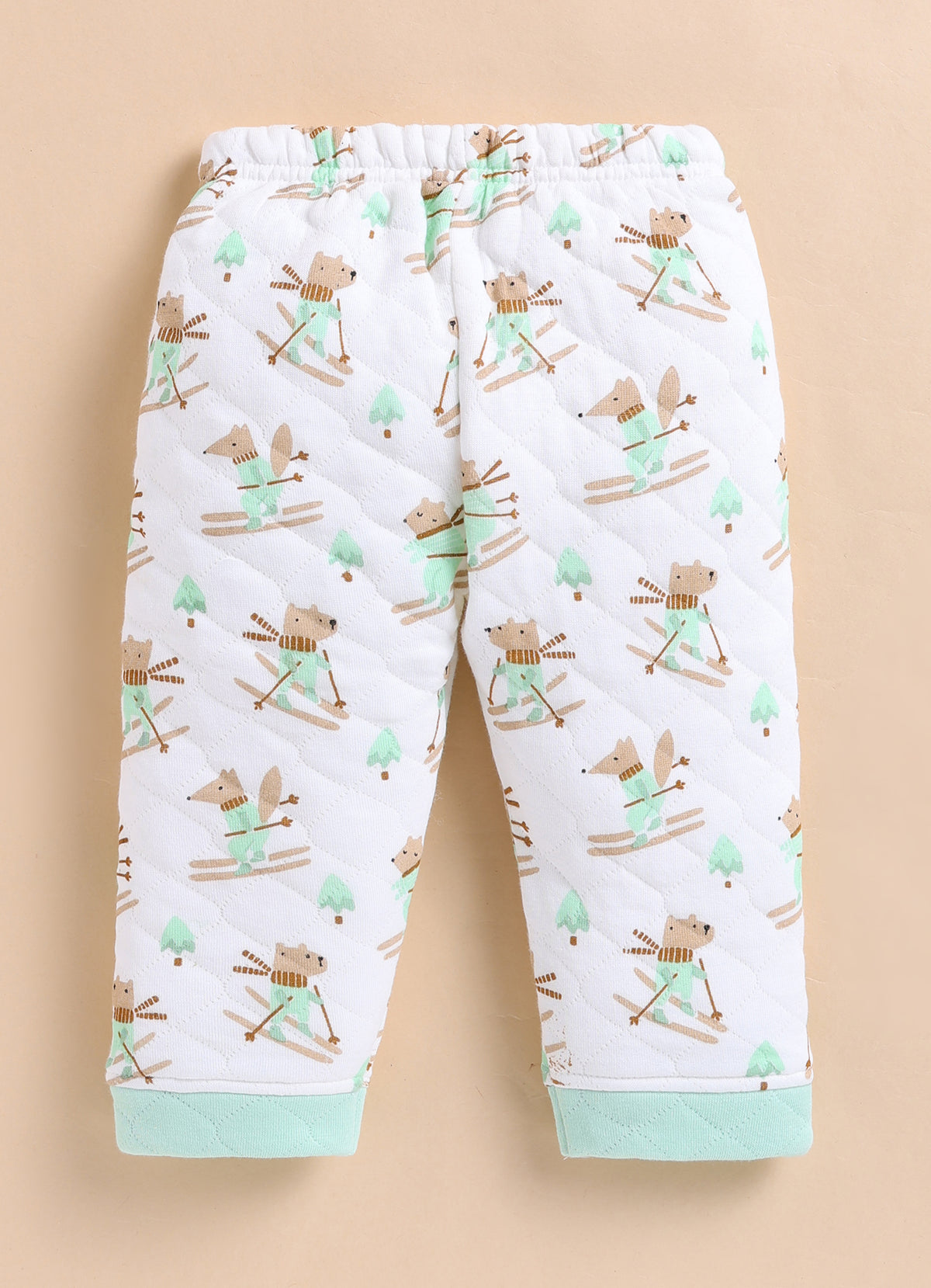 Bumzee Green & White Animal Print Winter Set, Full Sleeves, Padded
