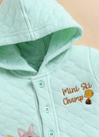 Bumzee Green & White Animal Print Winter Set, Full Sleeves, Padded