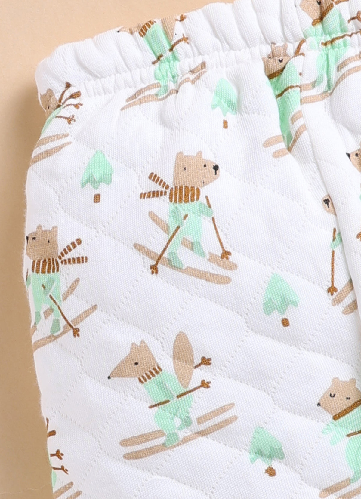 Bumzee Green & White Animal Print Winter Set, Full Sleeves, Padded