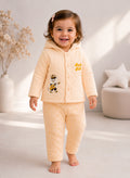 Bumzee Peach Embroidered Winter Set, Full Sleeves, Padded
