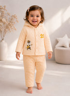 Bumzee Peach Embroidered Winter Set, Full Sleeves, Padded