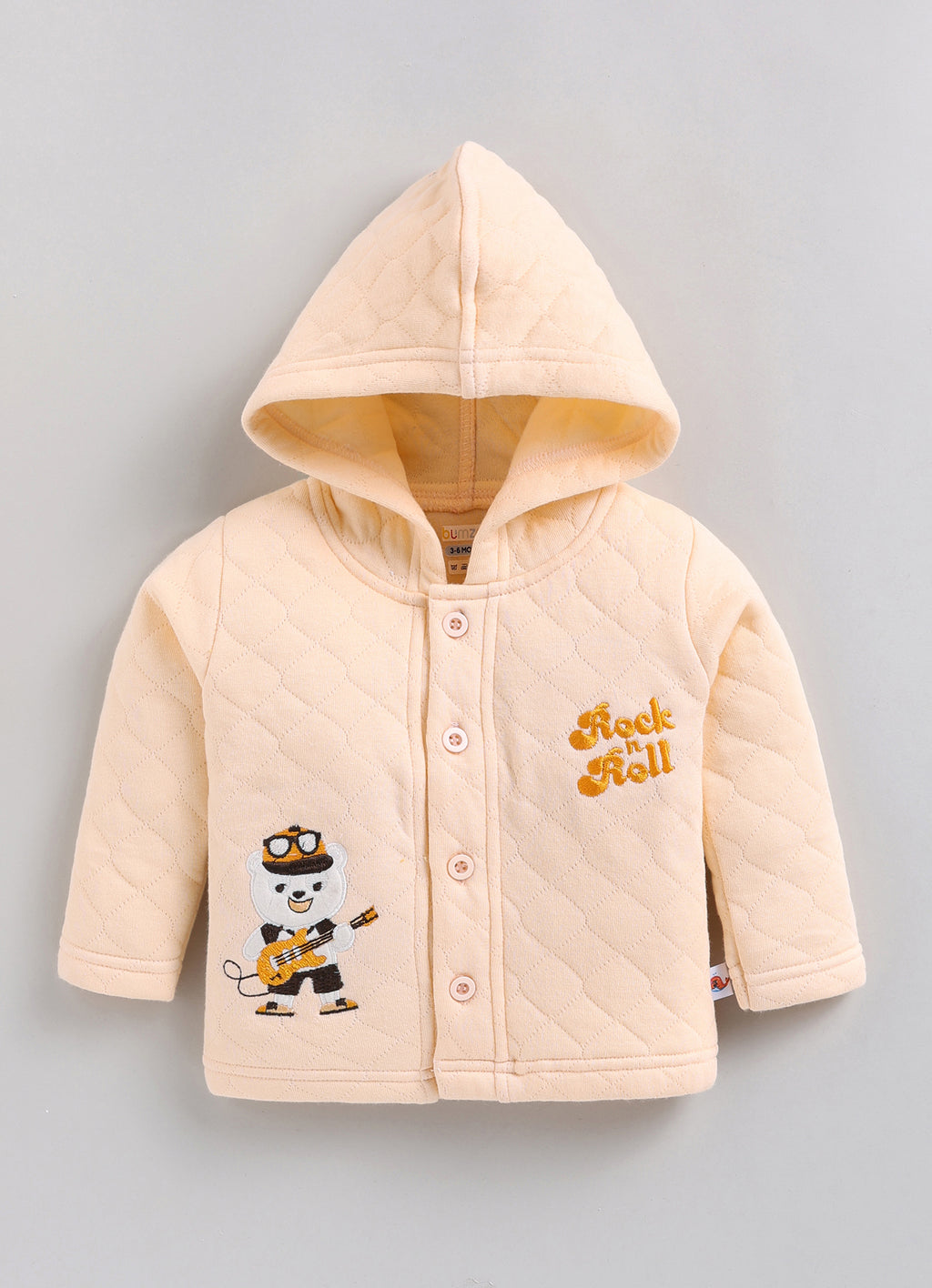 Bumzee Peach Embroidered Winter Set, Full Sleeves, Padded