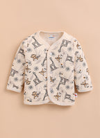 Bumzee Beige Animal Print Winter Set, Full Sleeves, Fleece
