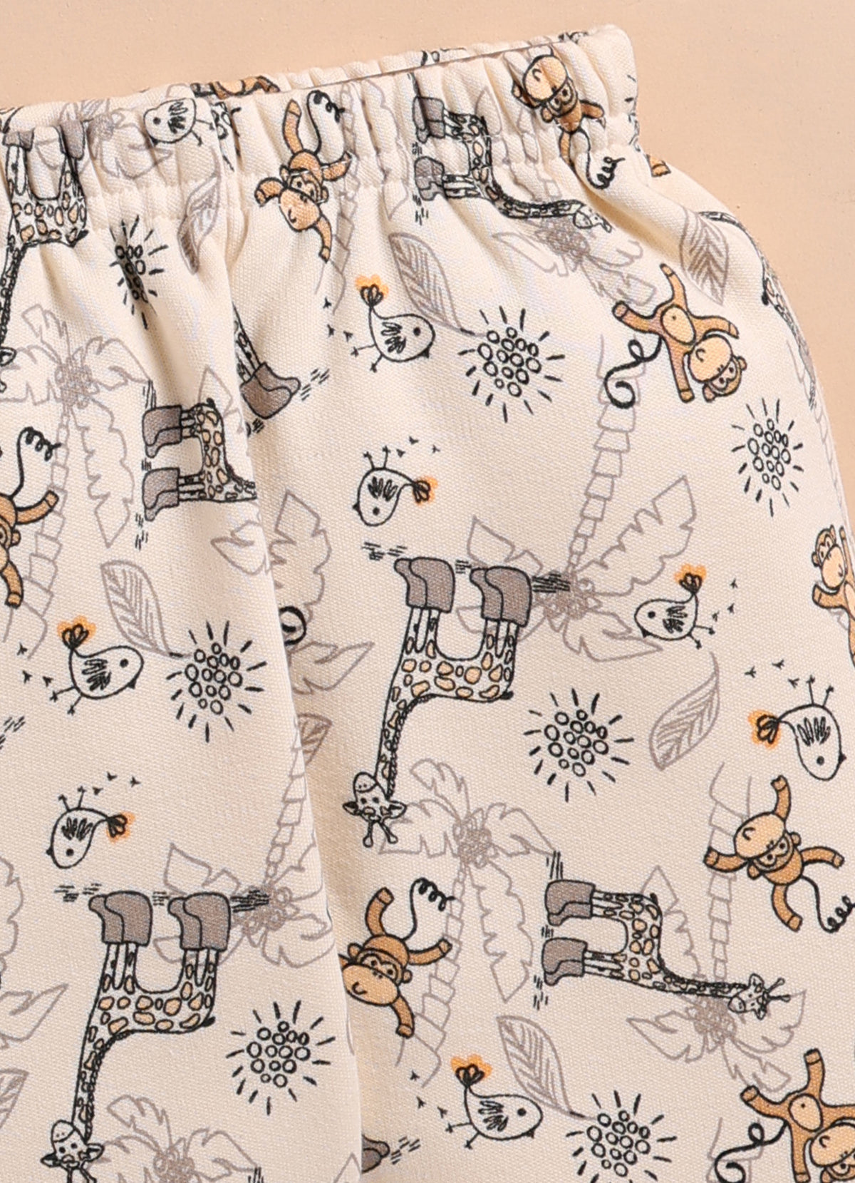 Bumzee Beige Animal Print Winter Set, Full Sleeves, Fleece