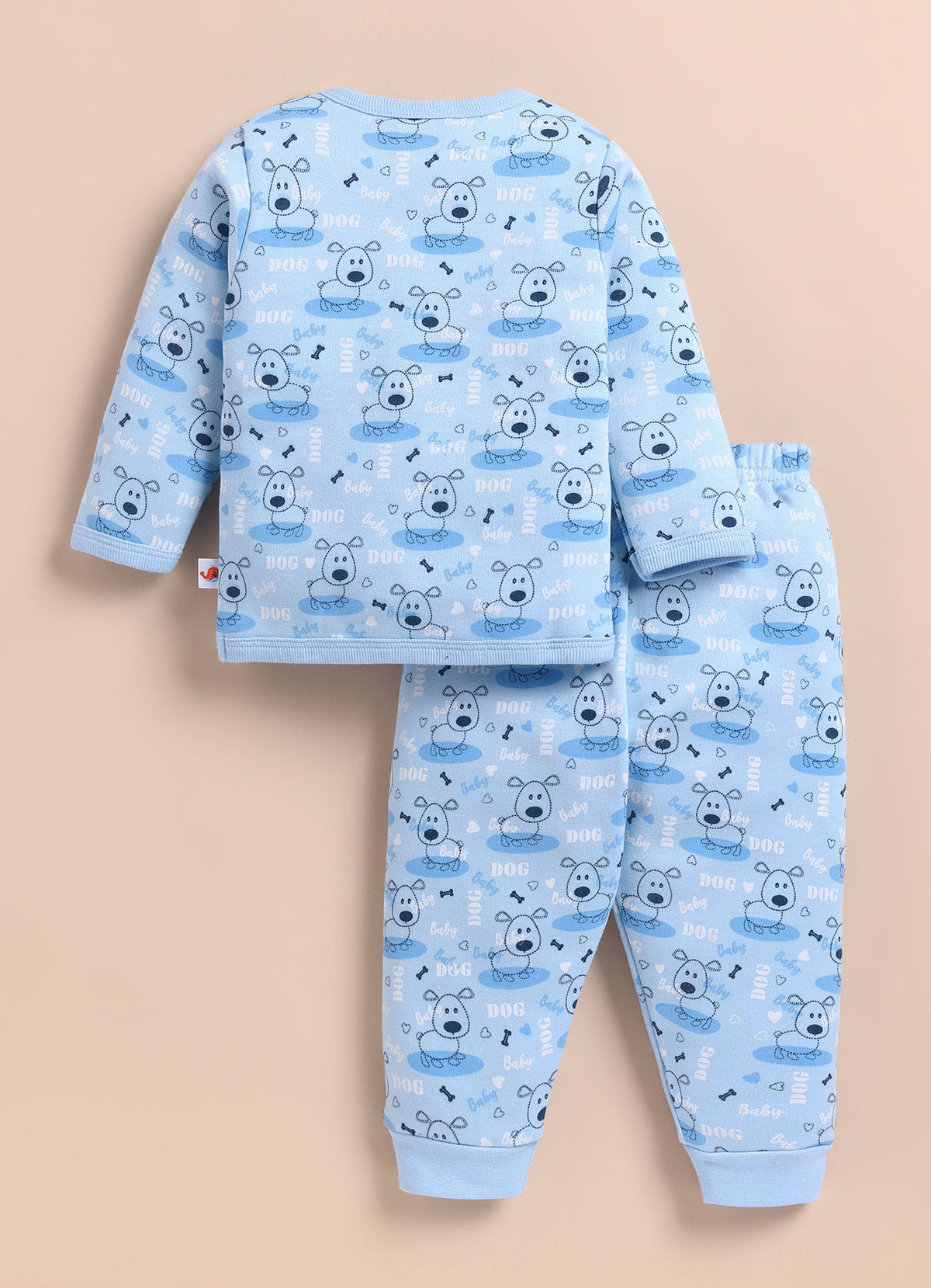 Bumzee Blue Animal Print Winter Set, Full Sleeves, Fleece (Style Peb11660)