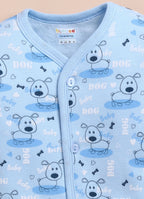 Bumzee Blue Animal Print Winter Set, Full Sleeves, Fleece (Style Peb11660)