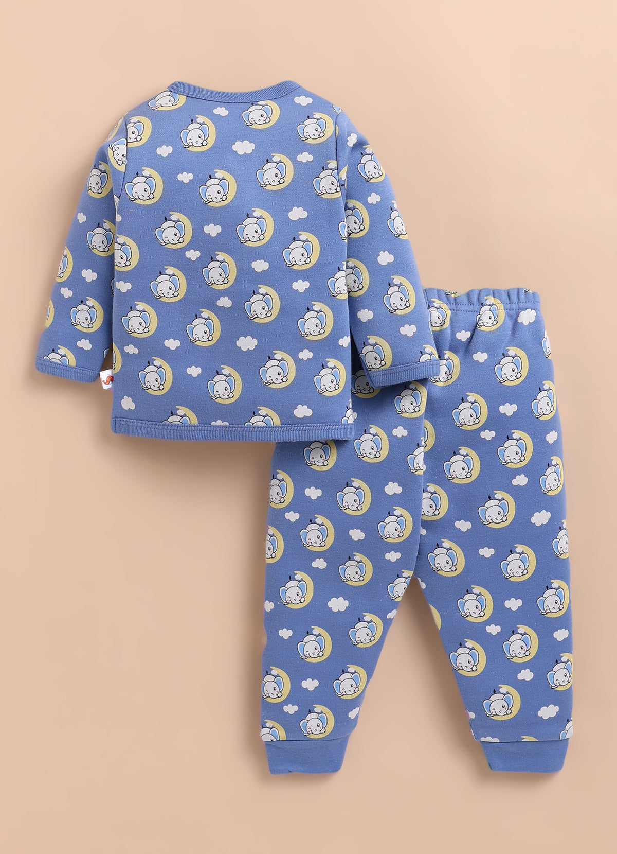Bumzee Blue Animal Print Winter Set, Full Sleeves, Fleece (Style Peb11661)