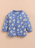 Bumzee Blue Animal Print Winter Set, Full Sleeves, Fleece (Style Peb11661)