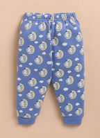 Bumzee Blue Animal Print Winter Set, Full Sleeves, Fleece (Style Peb11661)