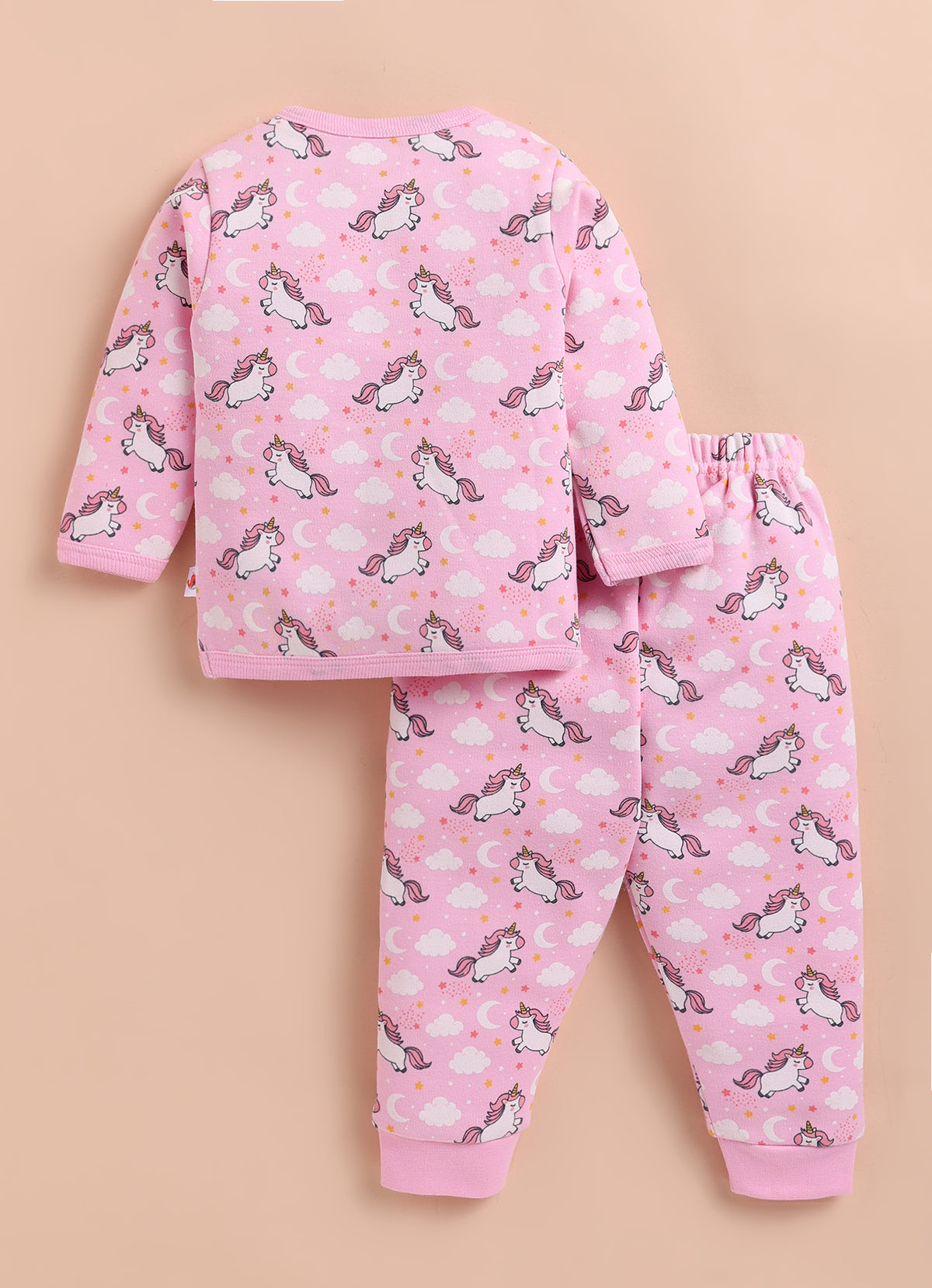 Bumzee Pink Animal Print Winter Set, Full Sleeves, Fleece