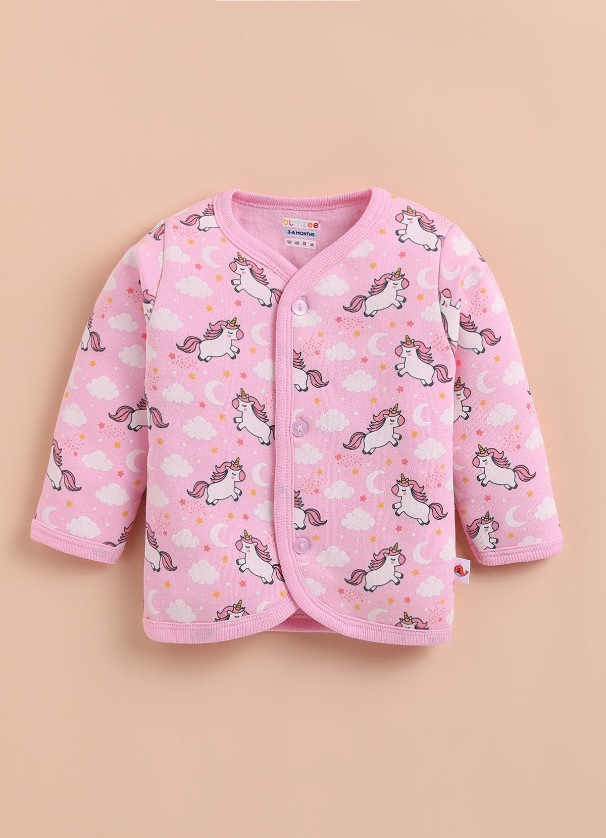 Bumzee Pink Animal Print Winter Set, Full Sleeves, Fleece