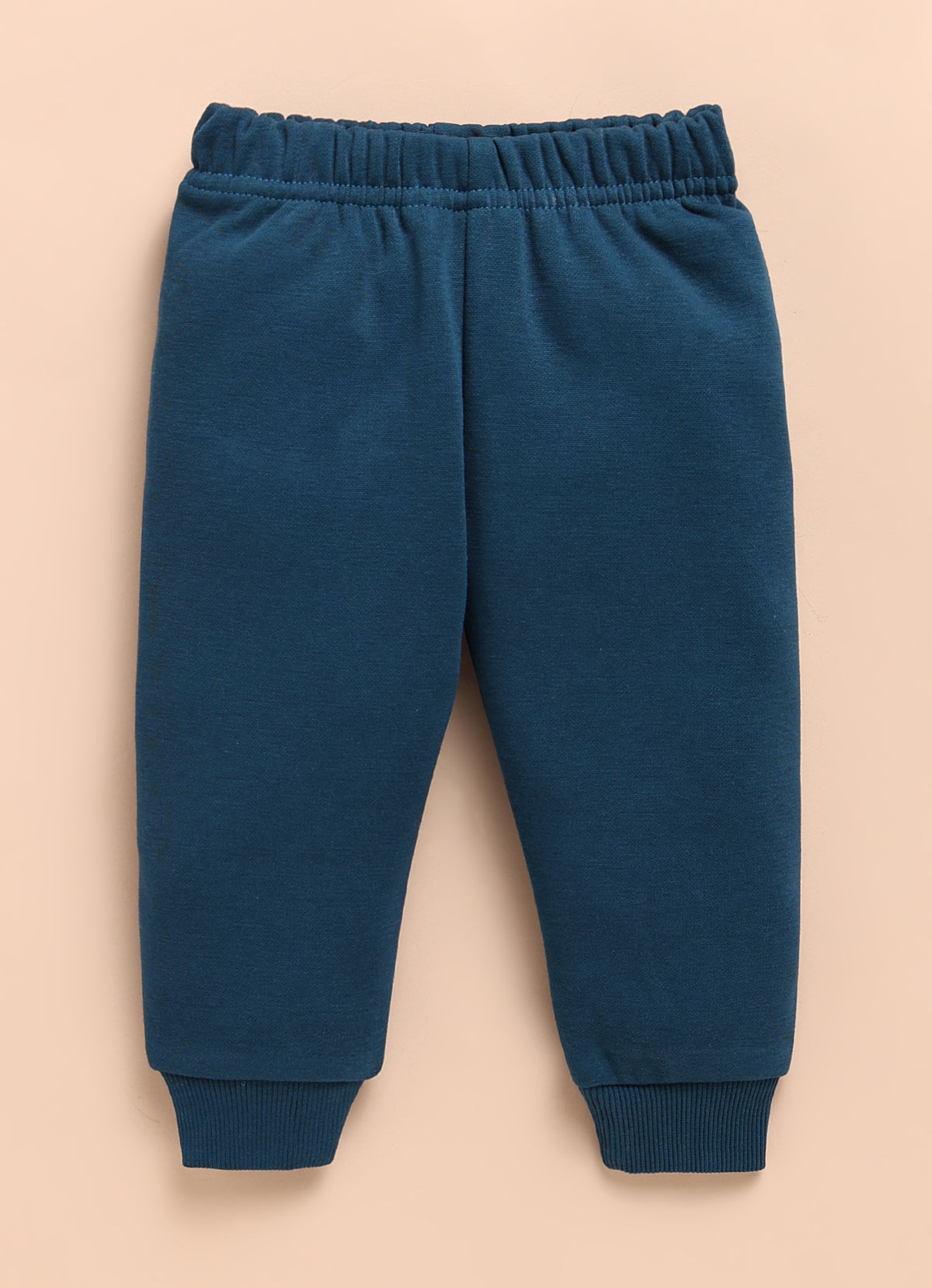 Bumzee Off White & Teal Animal Print Sweatshirt & Jogger Set, Full Sleeves