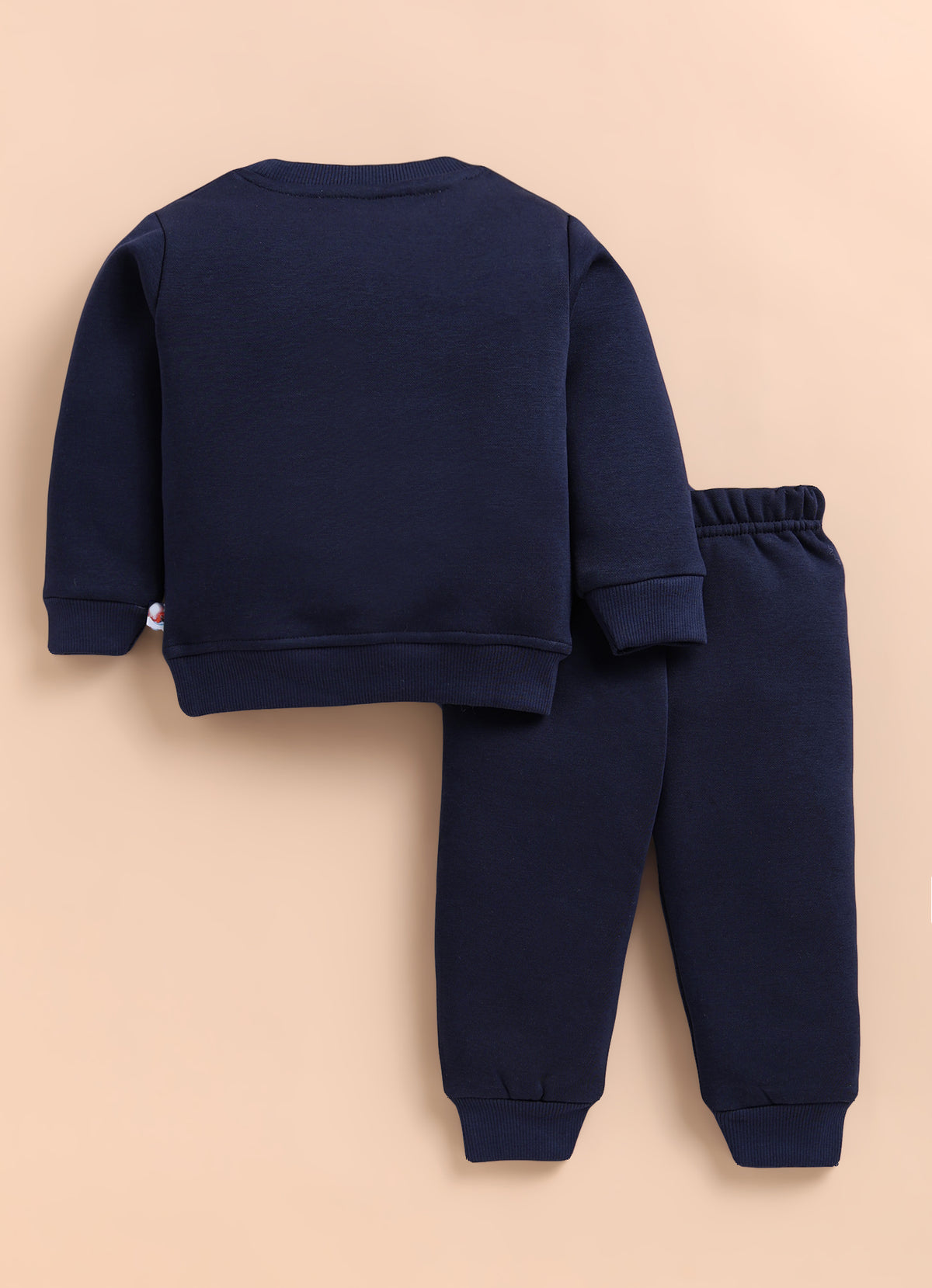 Bumzee Navy Embroidered Sweatshirt & Jogger Set, Full Sleeves