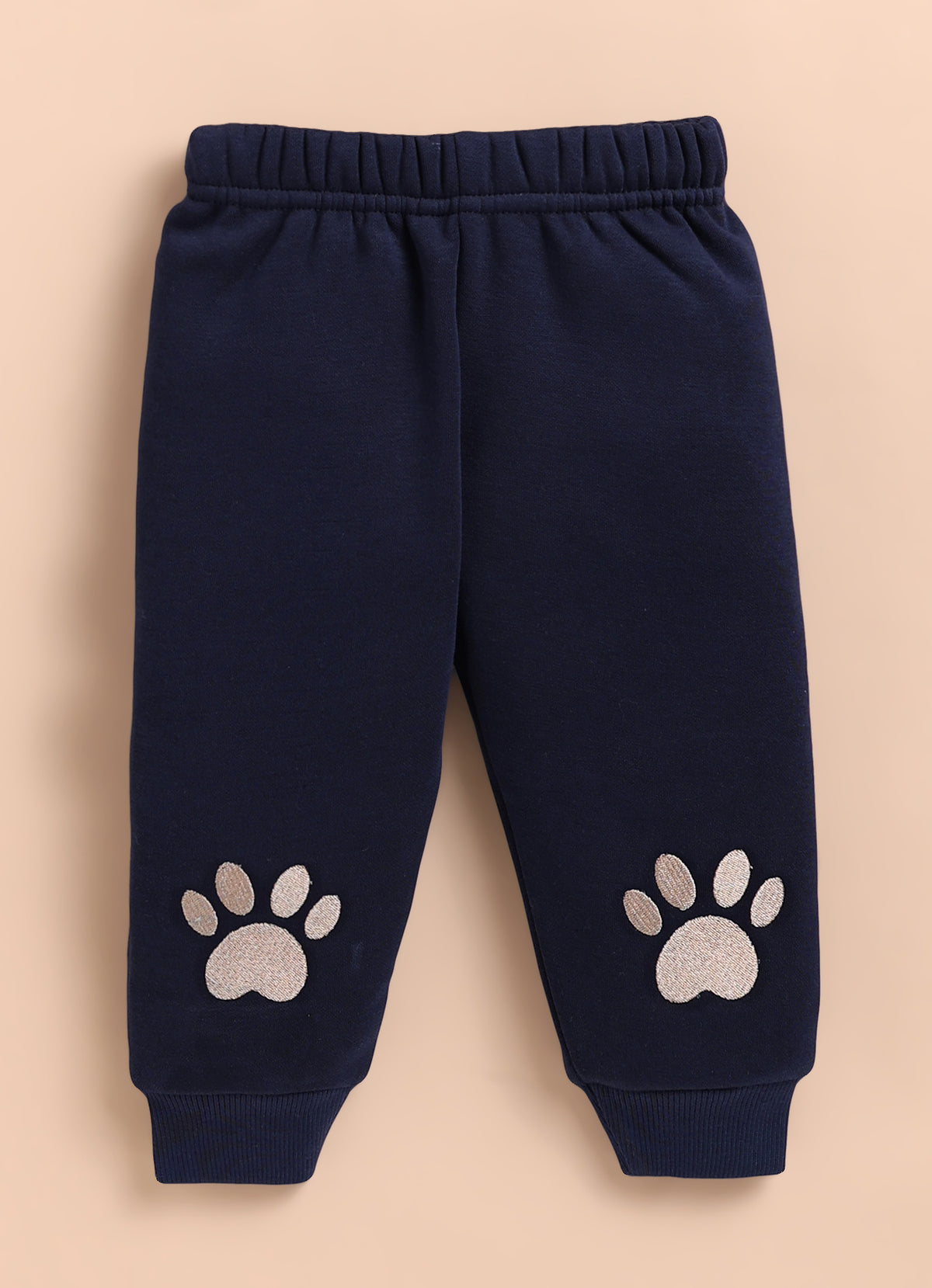 Bumzee Navy Embroidered Sweatshirt & Jogger Set, Full Sleeves