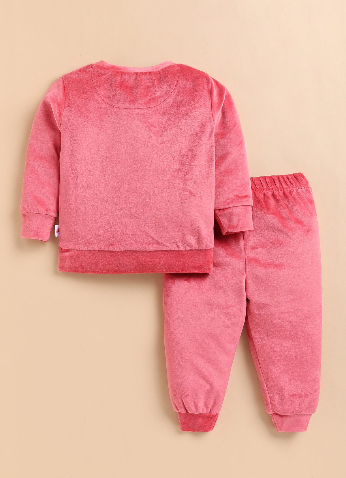 Bumzee Coral Pink Embroidered Winter Set, Full Sleeves, Velvet