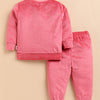 Bumzee Coral Pink Embroidered Winter Set, Full Sleeves, Velvet