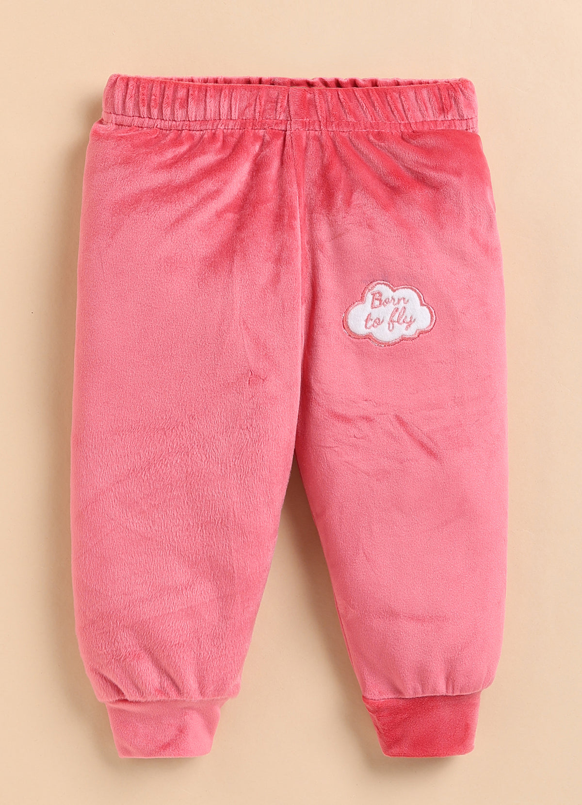 Bumzee Coral Pink Embroidered Winter Set, Full Sleeves, Velvet