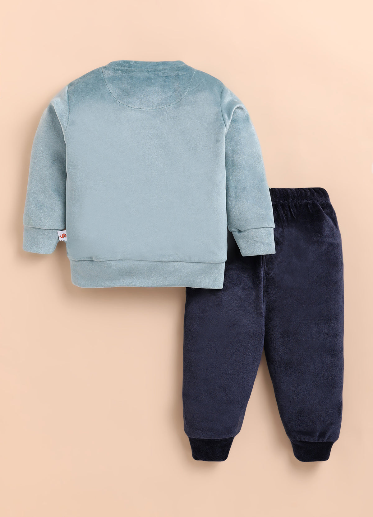 Bumzee Teal Green & Navy Embroidered Winter Set, Full Sleeves, Velvet