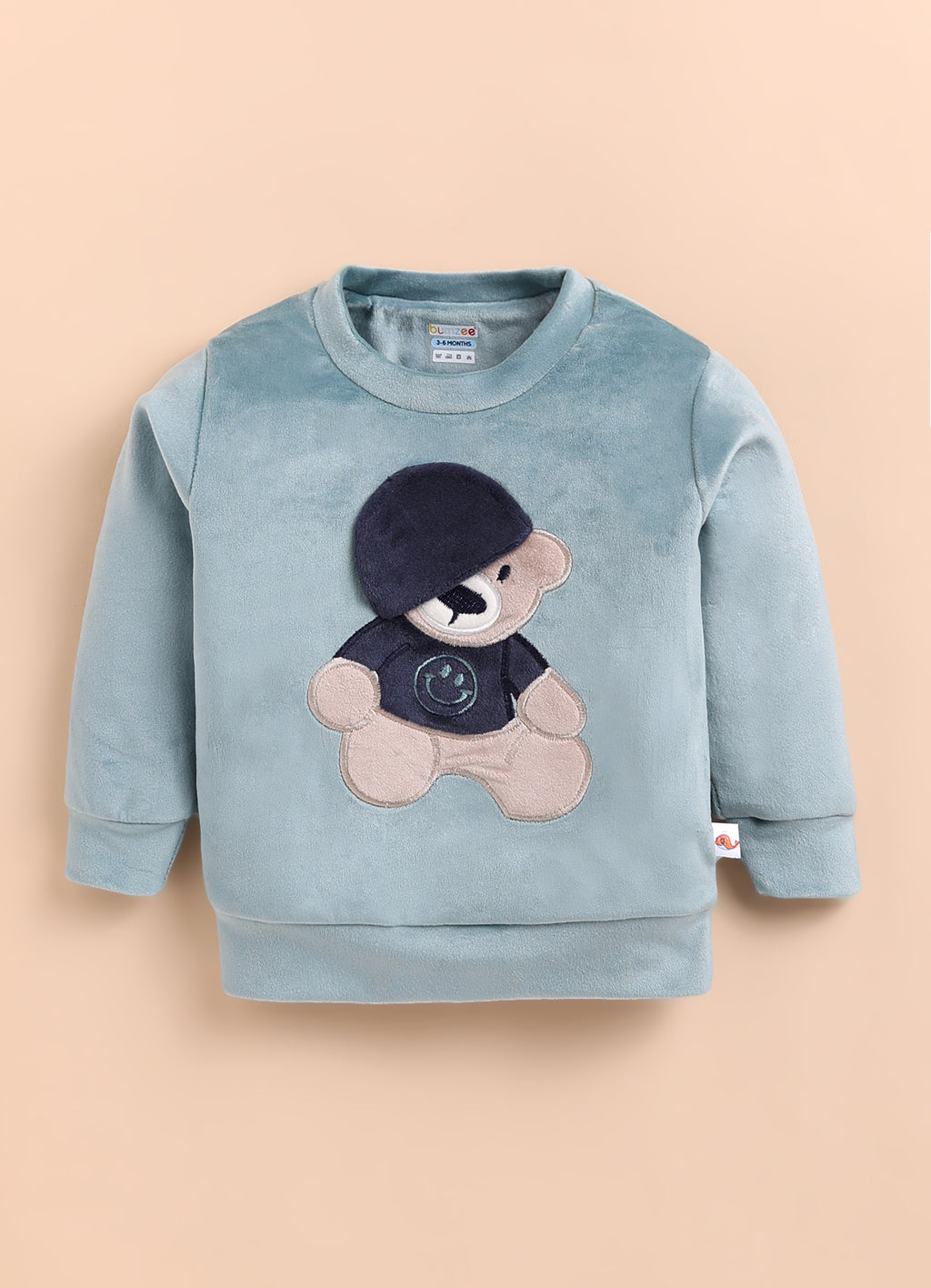 Bumzee Teal Green & Navy Embroidered Winter Set, Full Sleeves, Velvet