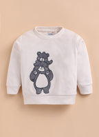 Bumzee Off White & Grey Embroidered Winter Set, Full Sleeves, Velvet