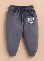 Bumzee Off White & Grey Embroidered Winter Set, Full Sleeves, Velvet