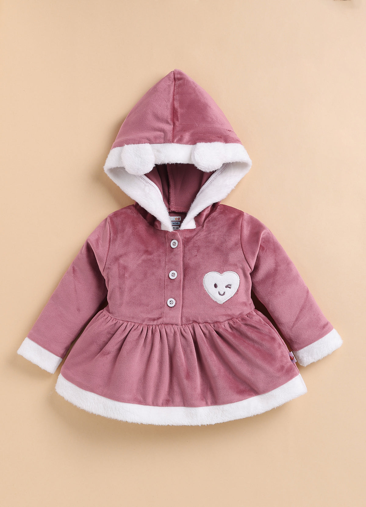 Bumzee Rose Pink Embroidered Winter Set, Full Sleeves, Velvet