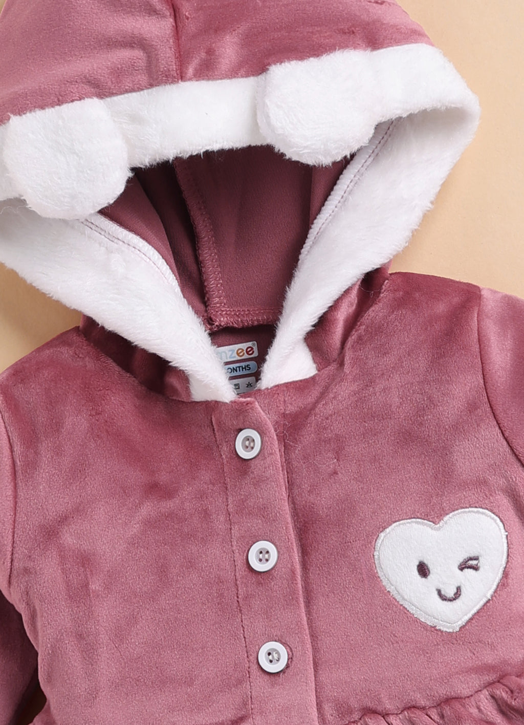 Bumzee Rose Pink Embroidered Winter Set, Full Sleeves, Velvet