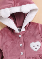 Bumzee Rose Pink Embroidered Winter Set, Full Sleeves, Velvet