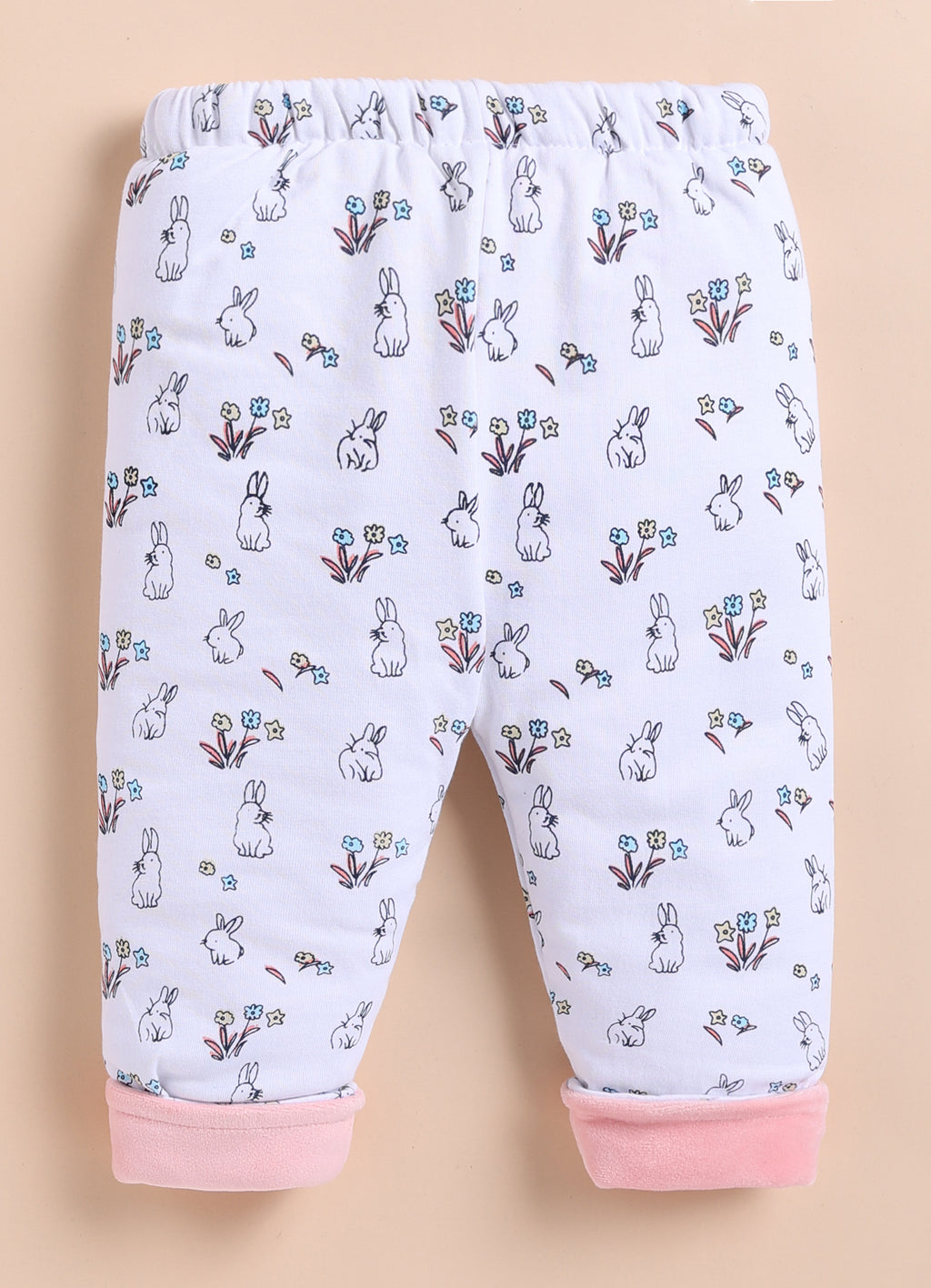 Bumzee Pink & White Animal Print Winter Set, Full Sleeves, Velvet
