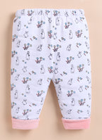 Bumzee Pink & White Animal Print Winter Set, Full Sleeves, Velvet