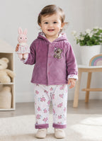 Bumzee Mauve & White Embroidered Winter Set, Full Sleeves, Velvet