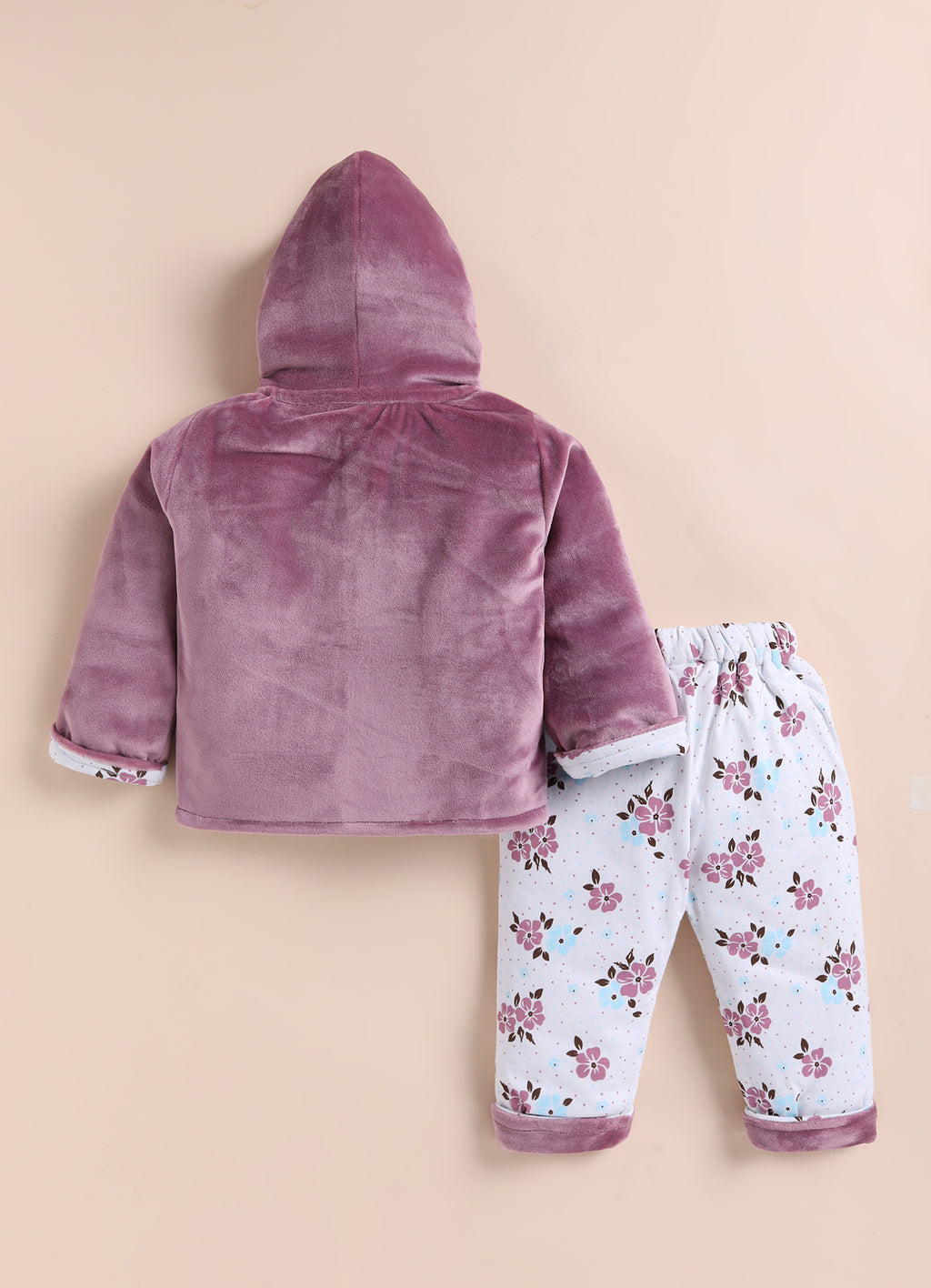 Bumzee Mauve & White Embroidered Winter Set, Full Sleeves, Velvet