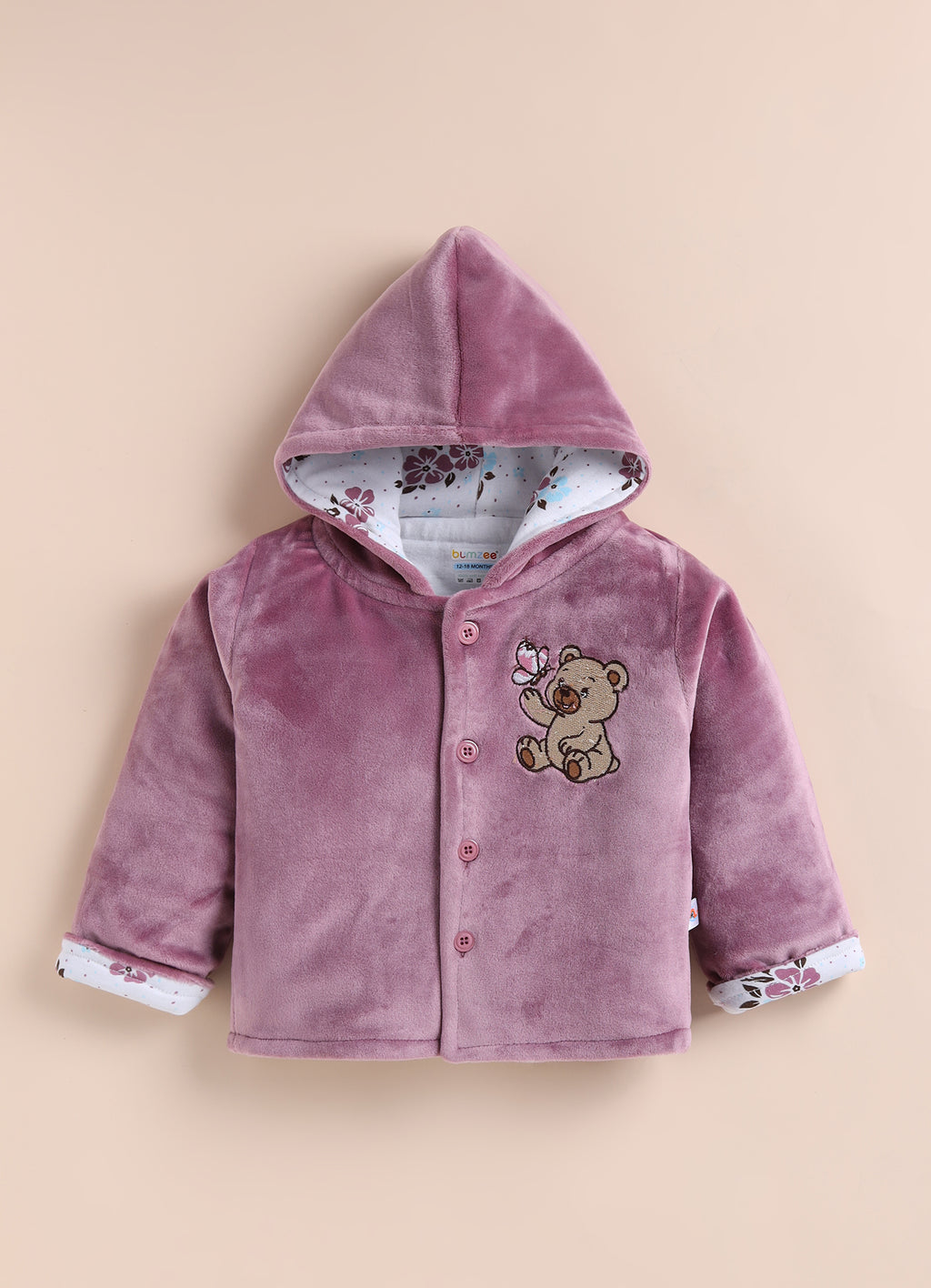 Bumzee Mauve & White Embroidered Winter Set, Full Sleeves, Velvet