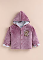 Bumzee Mauve & White Embroidered Winter Set, Full Sleeves, Velvet