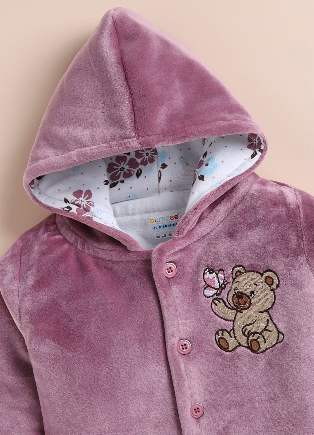 Bumzee Mauve & White Embroidered Winter Set, Full Sleeves, Velvet