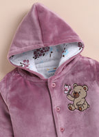 Bumzee Mauve & White Embroidered Winter Set, Full Sleeves, Velvet