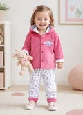 Bumzee Pink & White Embroidered Winter Set, Full Sleeves, Velvet