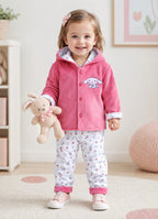 Bumzee Pink & White Embroidered Winter Set, Full Sleeves, Velvet