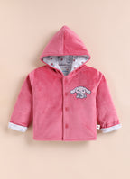 Bumzee Pink & White Embroidered Winter Set, Full Sleeves, Velvet