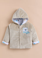 Bumzee Beige & White Animal Print Winter Set, Full Sleeves, Velvet