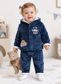 Blue Velvet Hooded Winter Set, Full Sleeves
