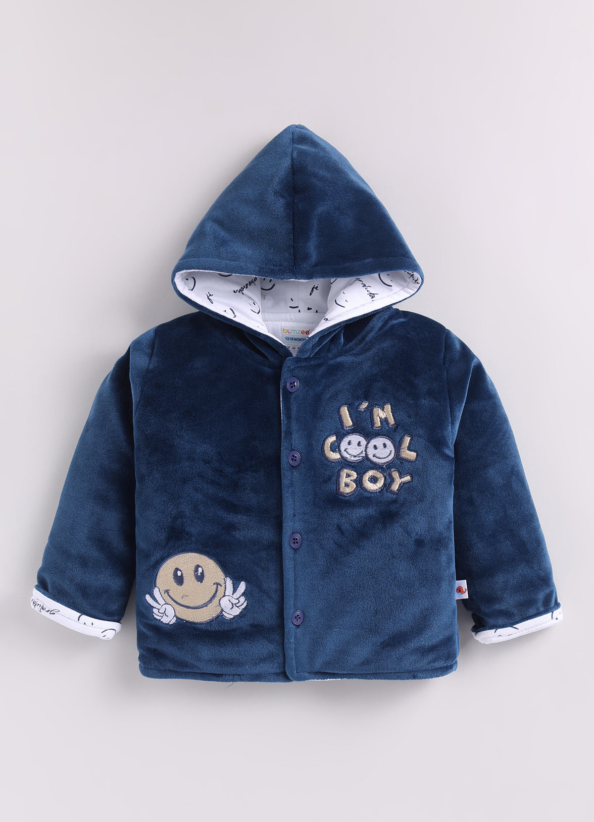 Bumzee Blue Embroidered Winter Set, Full Sleeves, Velvet