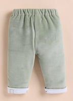 Bumzee Green Embroidered Winter Set, Full Sleeves, Velvet, Hooded (Style Peb11698)