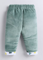 Bumzee Green Embroidered Winter Set, Full Sleeves, Velvet, Hooded (Style Peb11699)