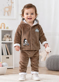 Bumzee Brown Embroidered Winter Set, Full Sleeves, Velvet